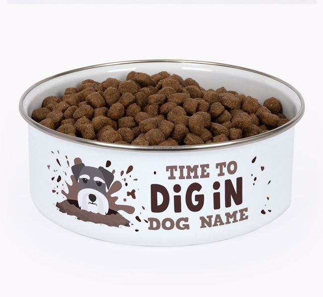 Time To Dig In: Personalised {breedFullName} Enamel Dog Bowl